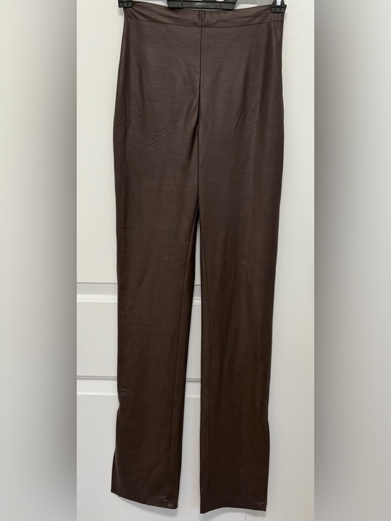Sbetro Pants - Suzanne Betro SBetro Faux Leather Straight Leg Split Hem Pants S NWT